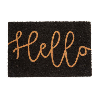 Hello Black Coir Doormat | Filta