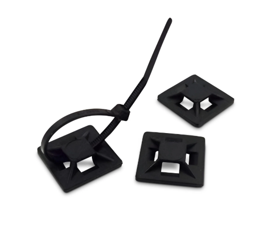 Self Adhesive Cable Tie Base Black - Pack of 10