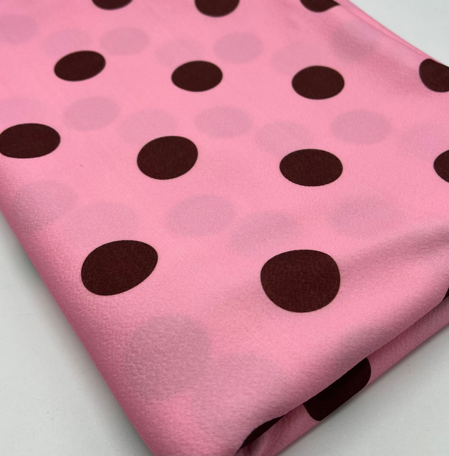 Baby Pink Brown Large Polka Print Liverpool Bullet Stretch Fabric