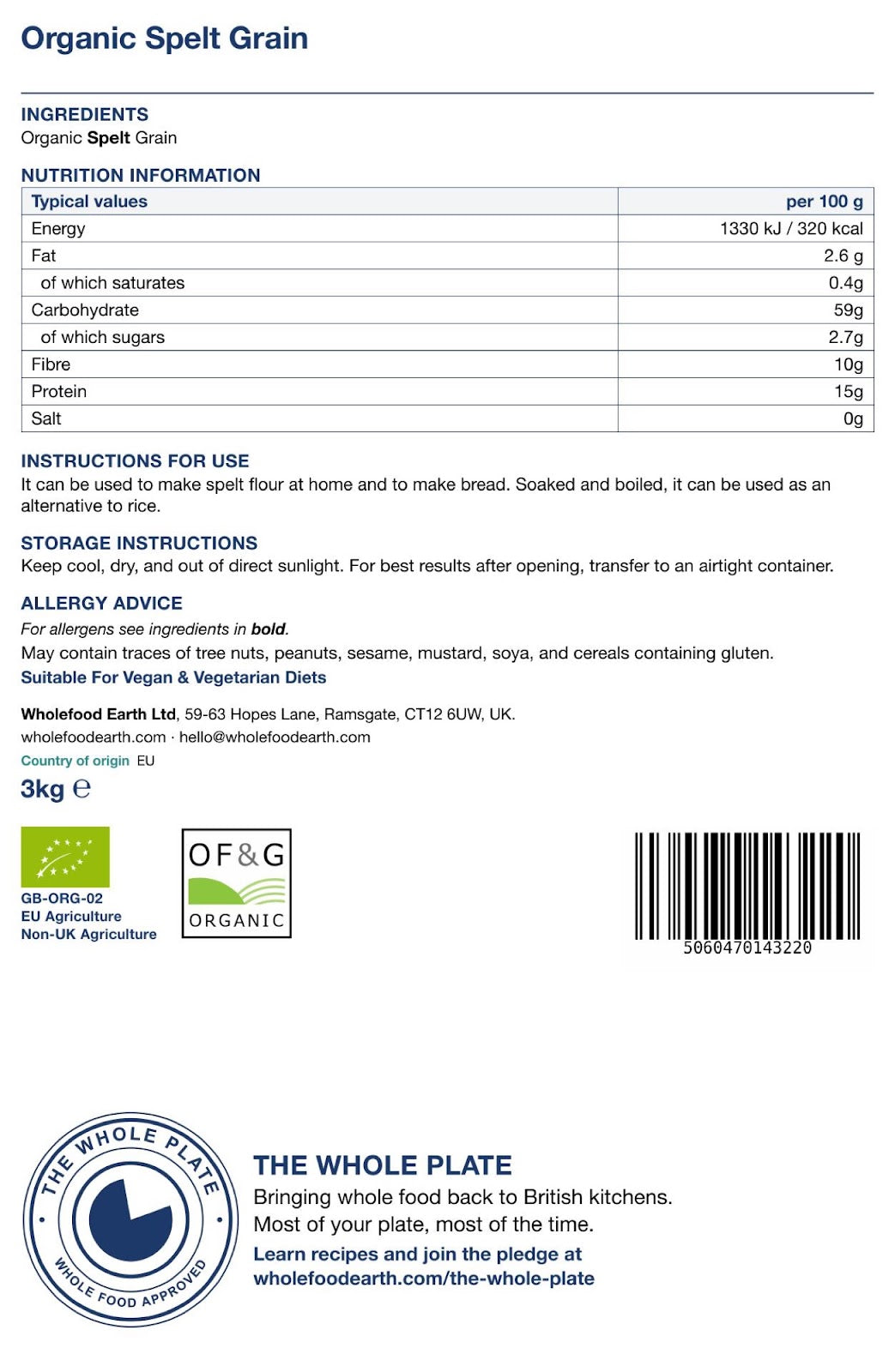 Organic Spelt Grain - Serious Grains