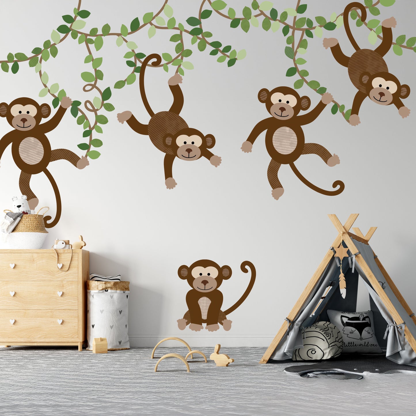 Extra Monkeys, Vines & Leaves - Repositionable Wall Decals Add-on Set