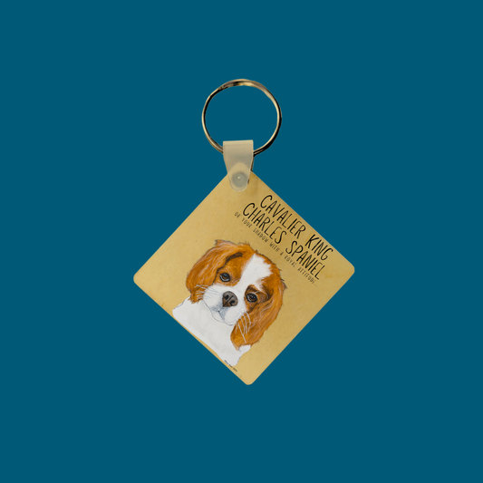 Royal Sidekick: Wooden Cavalier King Charles Spaniel Keyring – Your Loyal Shadow in Style