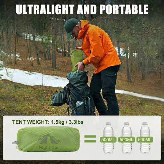 Night Cat 1 Person Ultralight Tunnel Tent – 1.5kg Waterproof