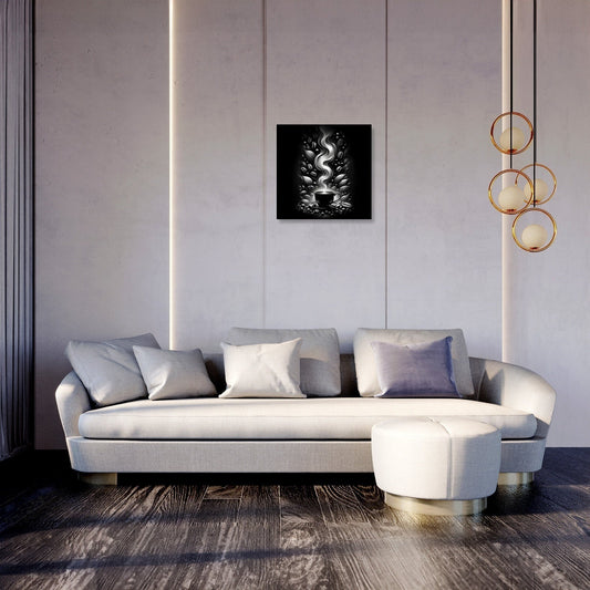 Steamy Mornings: Silver Aroma Canvas
