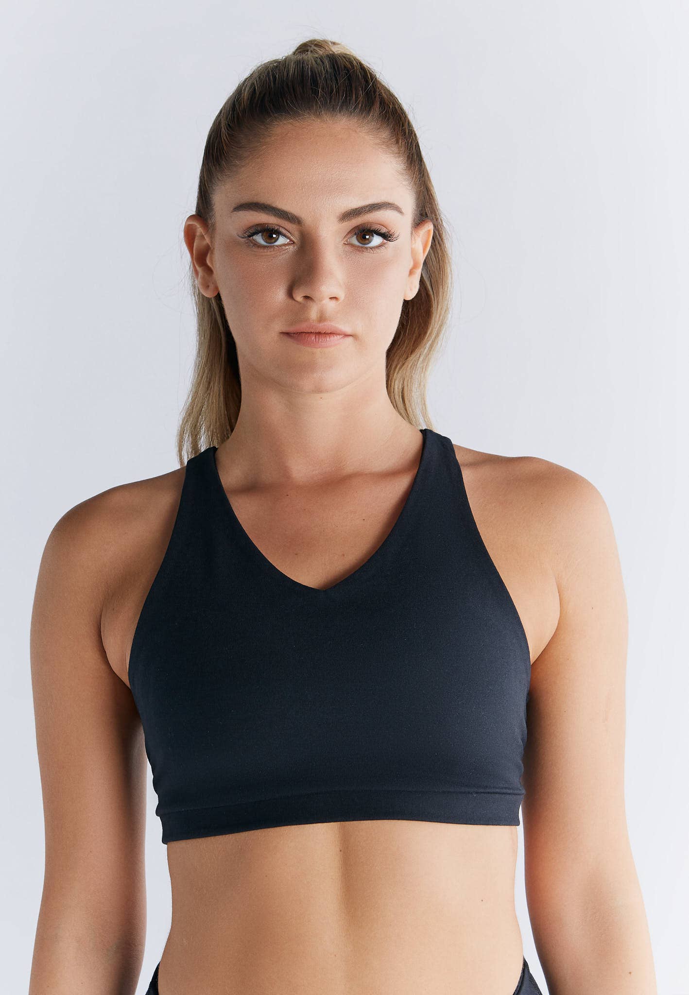 Organic Cotton & Recycled Elastane Padded V-neck Sports Bra