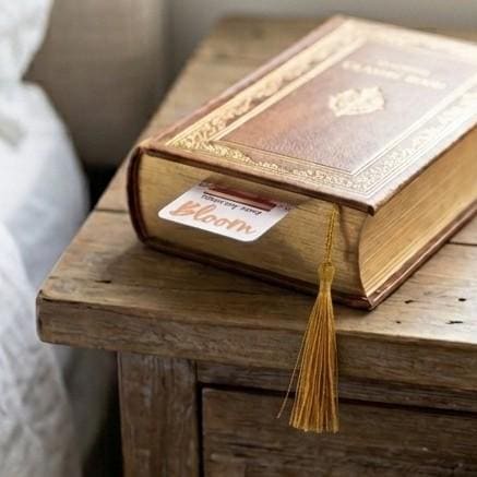Floral Stack of Books Bookmark β Reading Helps My Mind Bloom, Gold Tassel