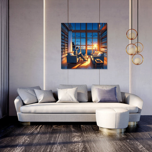 Twilight Library Calm Canvas