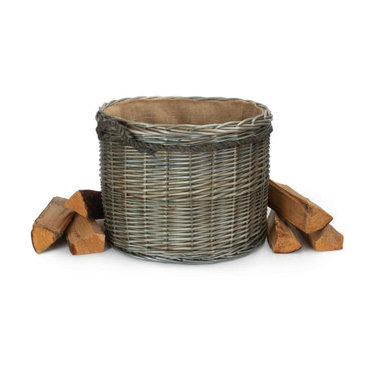 Antique Wash Willow Round Storage Basket Size 2 - Medium