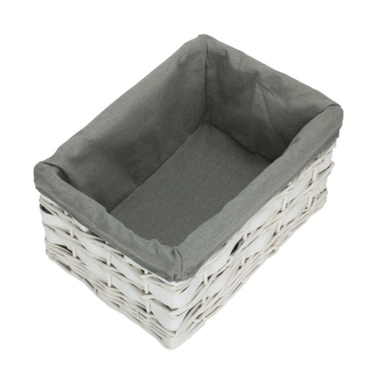Medium White Scandi Storage Basket with Grey Sage Lining