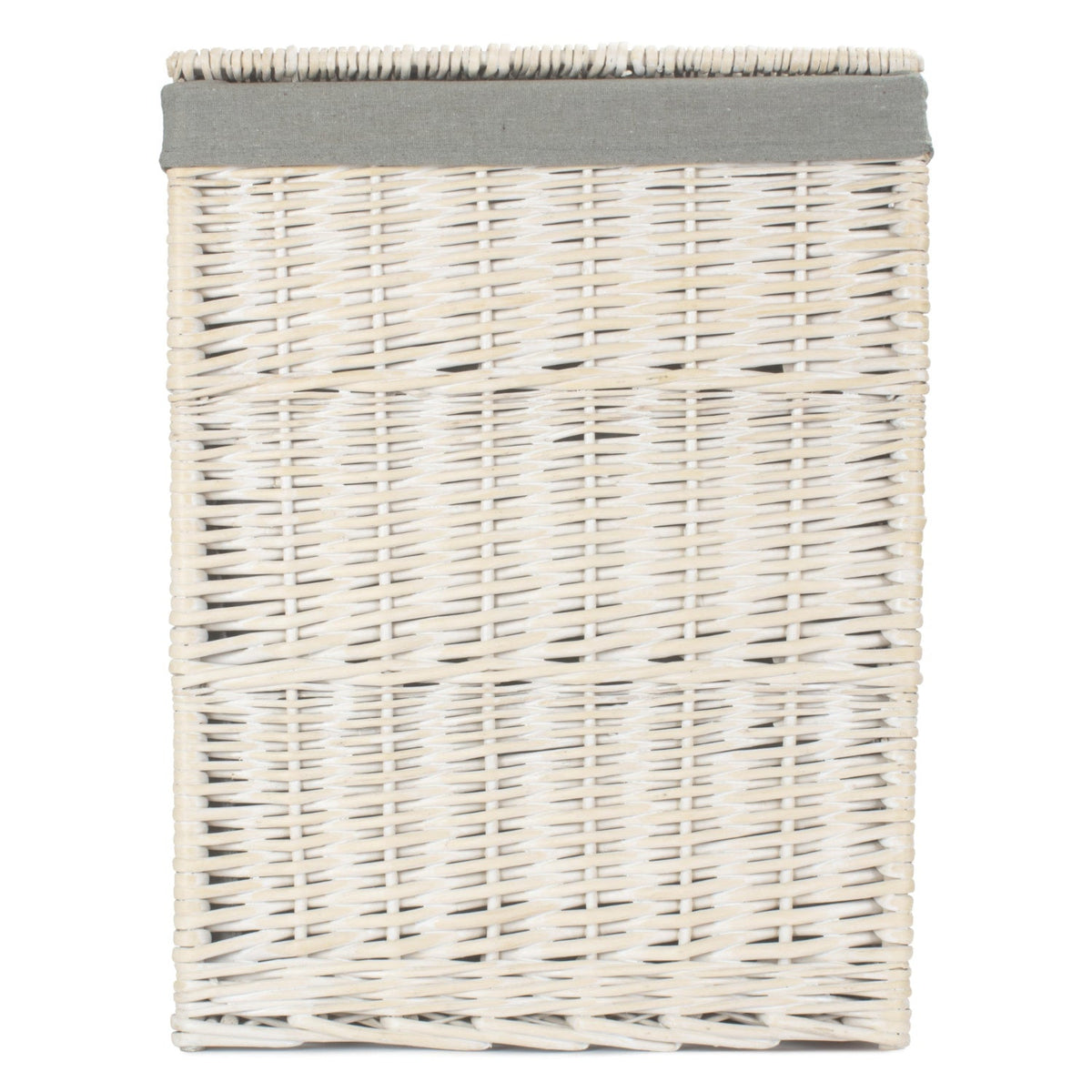 Square White Wash Laundry Hamper with Grey Sage Lining - Large
