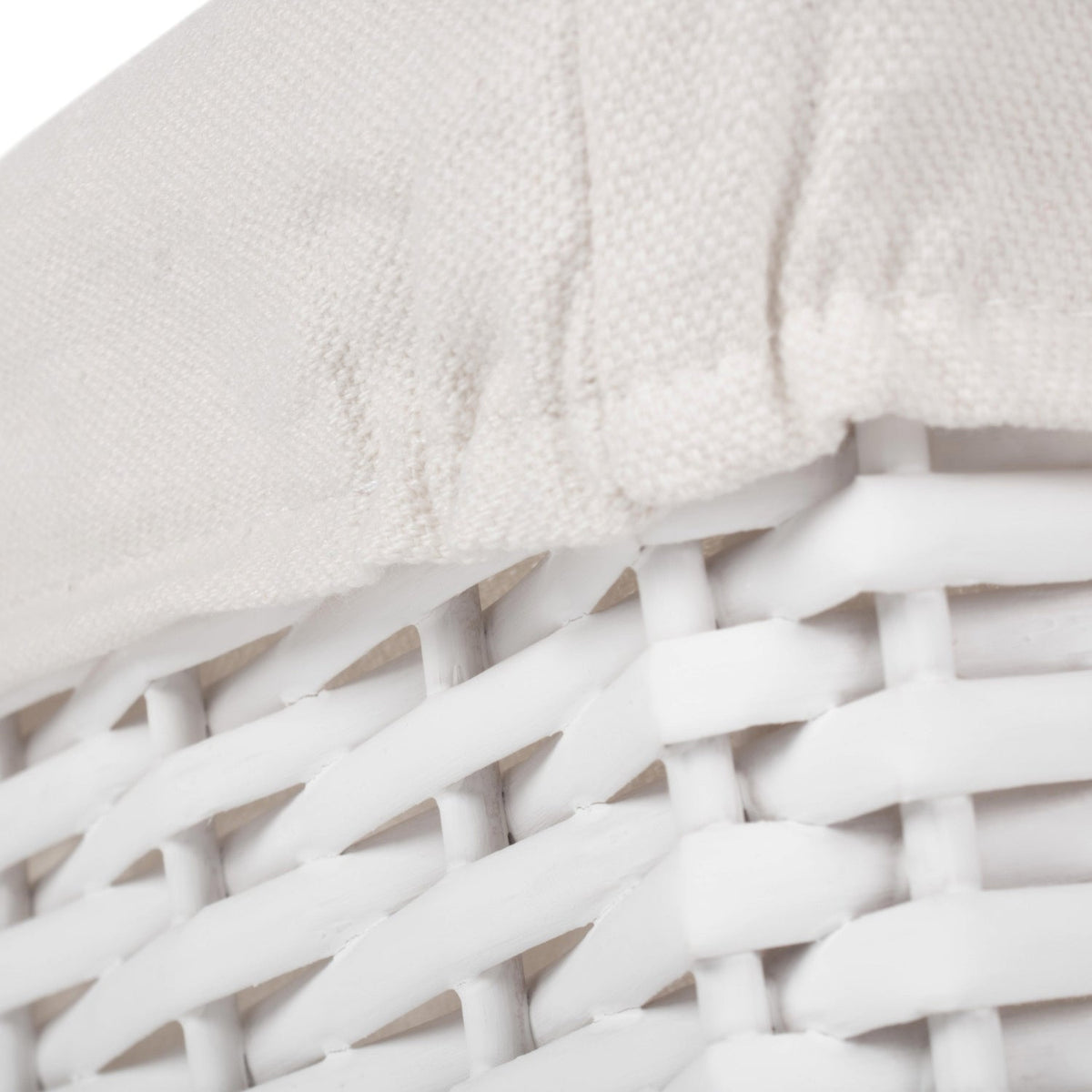 Medium White Wicker Storage Basket with White Lining