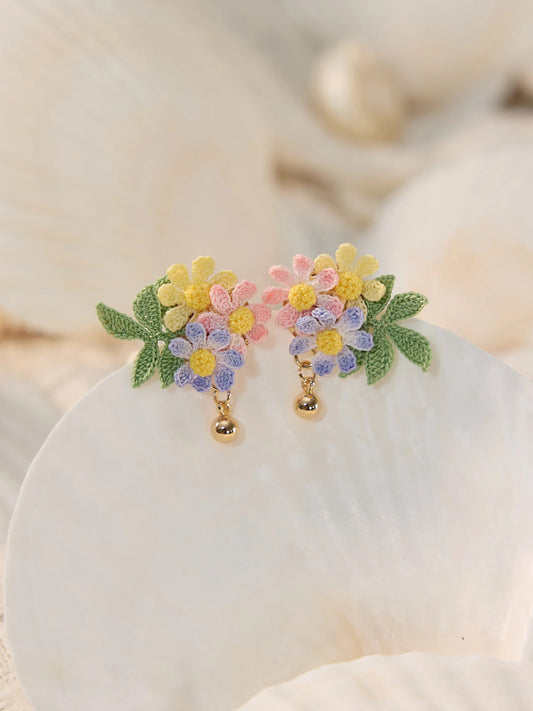 Bloom Burst Micro Crochet Flower Earrings – Tiny Blossoms, Big Joy
