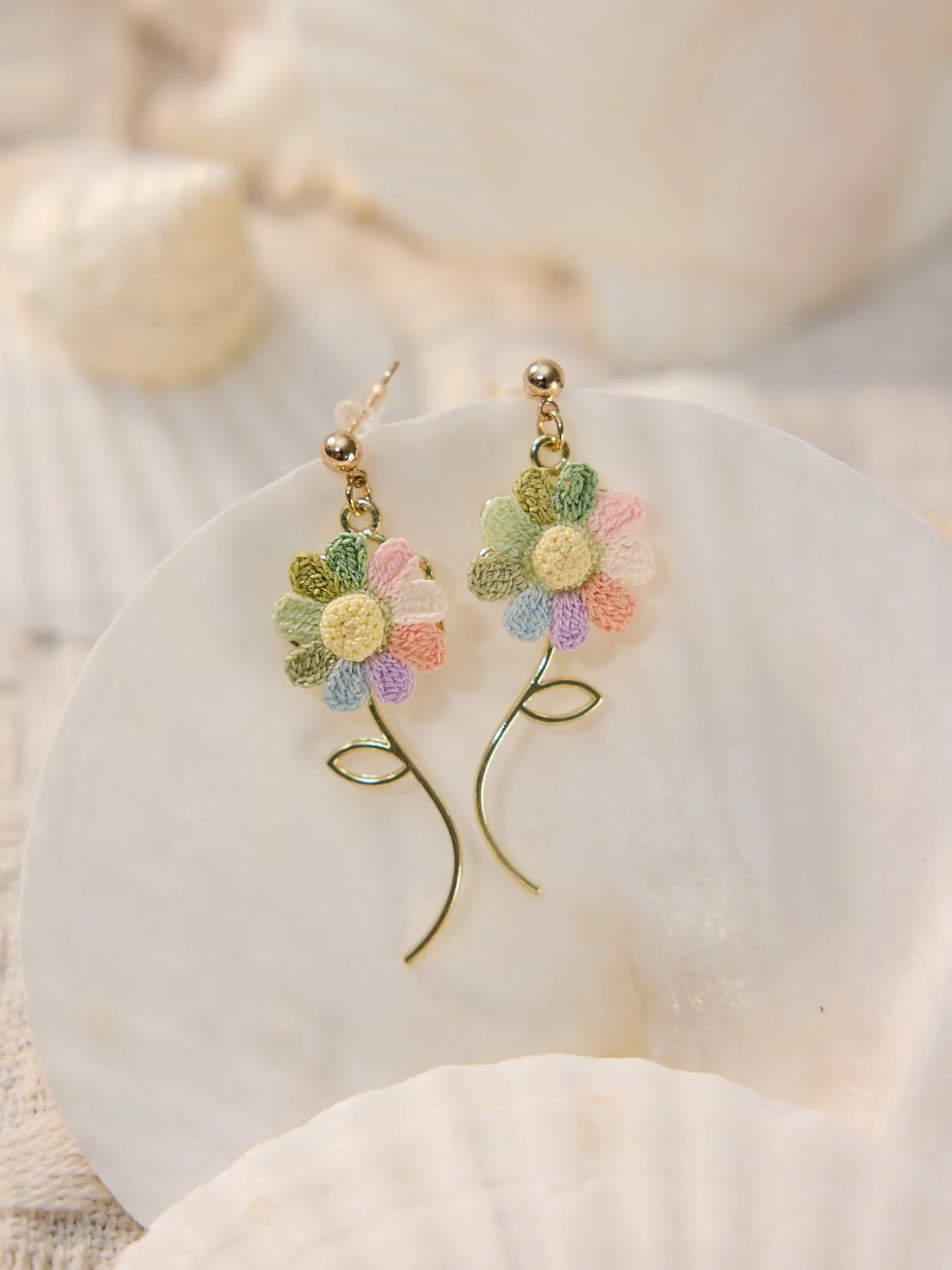 Spinning Sunflower Micro Crochet Earrings – Colourful, Playful, Handmade Magic