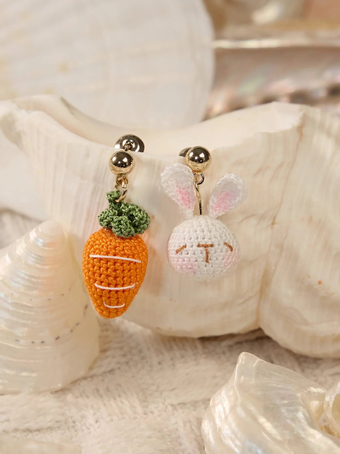 Hoppy Bunny & Crunchy Carrot Micro Crochet Earrings – The Cutest Pair You’ll Ever Wear