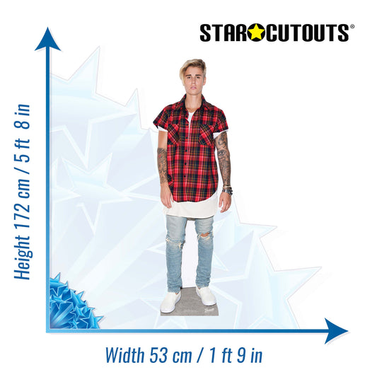 SC2019 Justin Bieber - Black & Red Shirt Cardboard Cutout Height 172cm