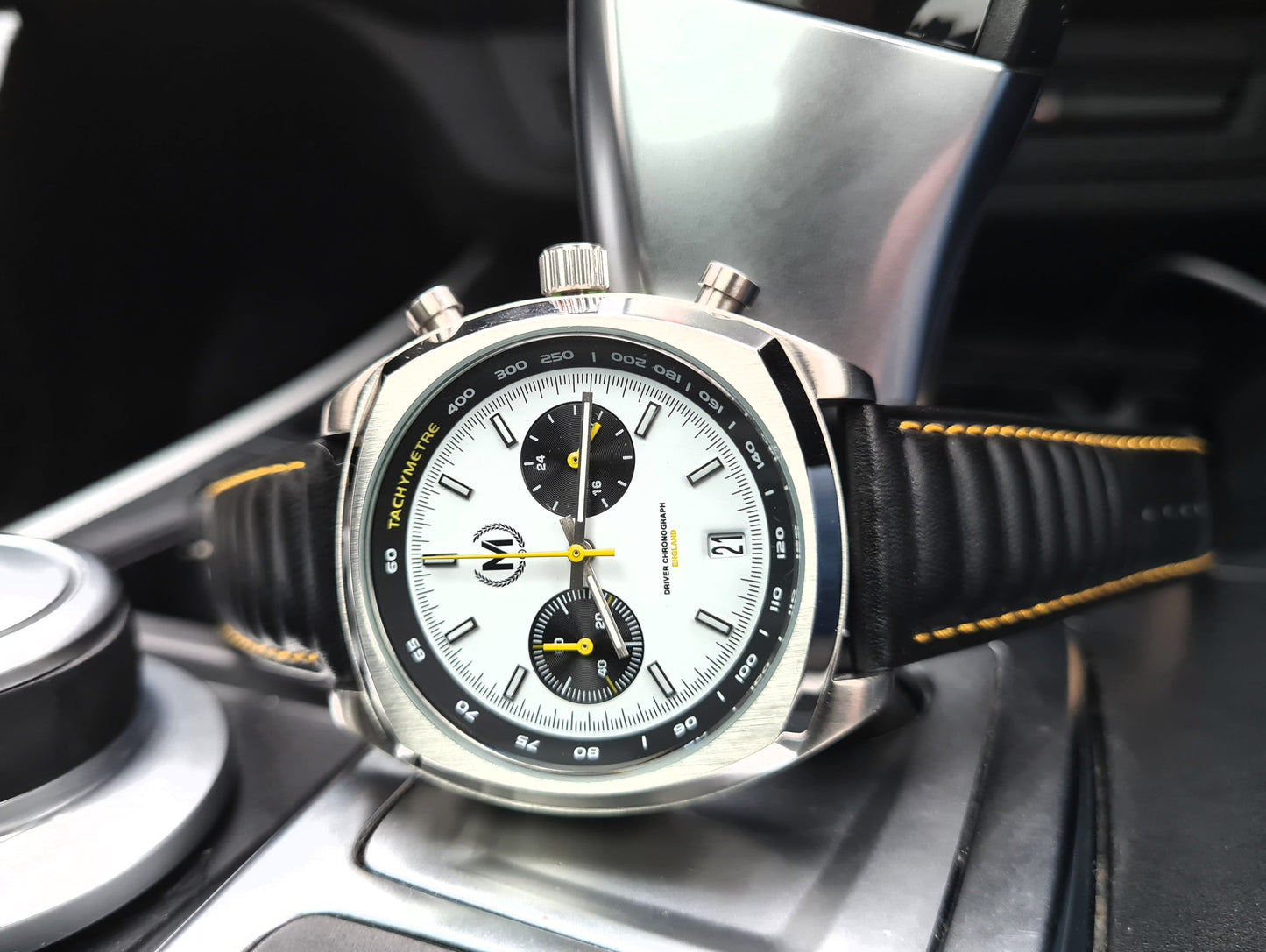 Black Ribbed Leather Race Watch Strap