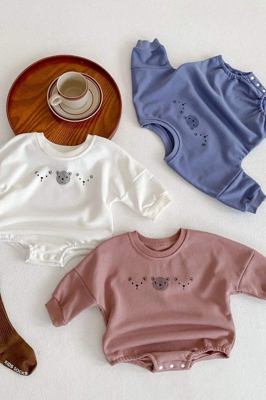 Joy Bear Bodysuit, White, Purple or Blue