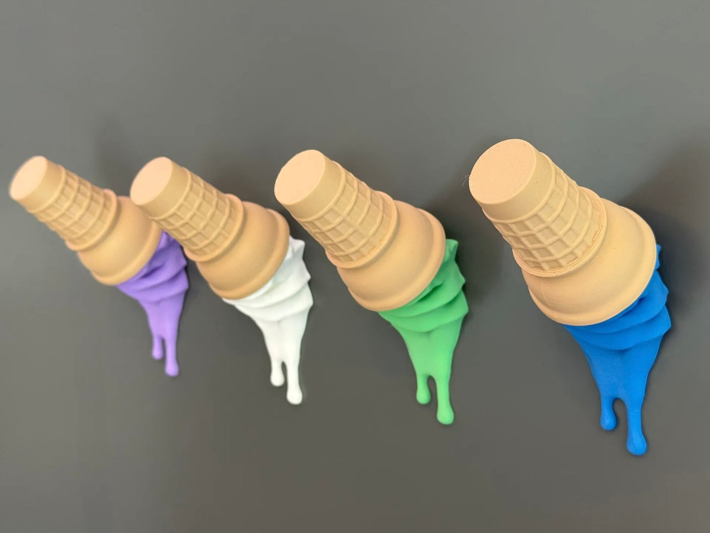 Melting Ice Cream Wall Hook | Fridge Magnet | 3D Printed Home Decor | Colourful Hook Set