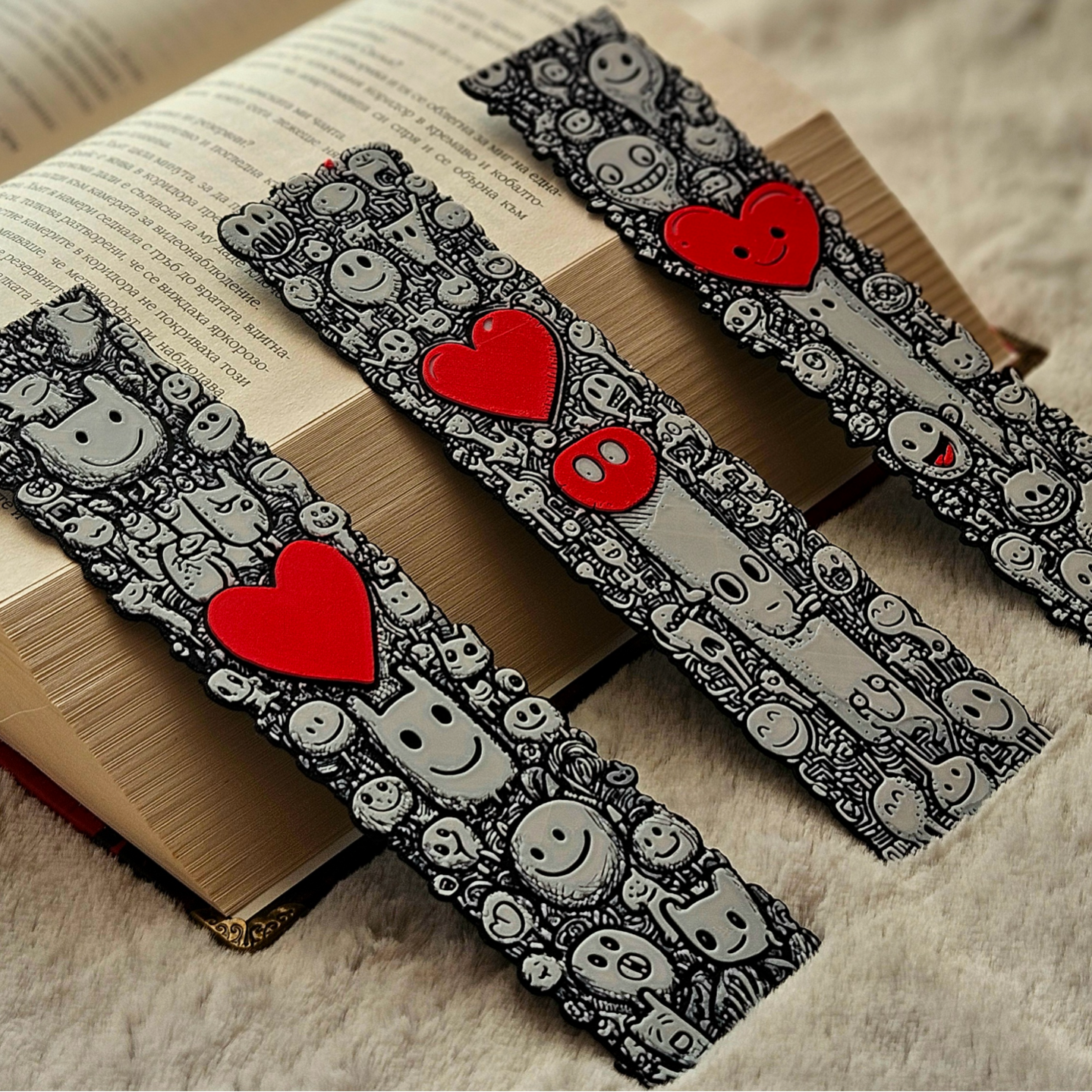 Love Doodles Bookmark Set – Cute Red Heart Bookmark for Book Lovers | Romantic Gift