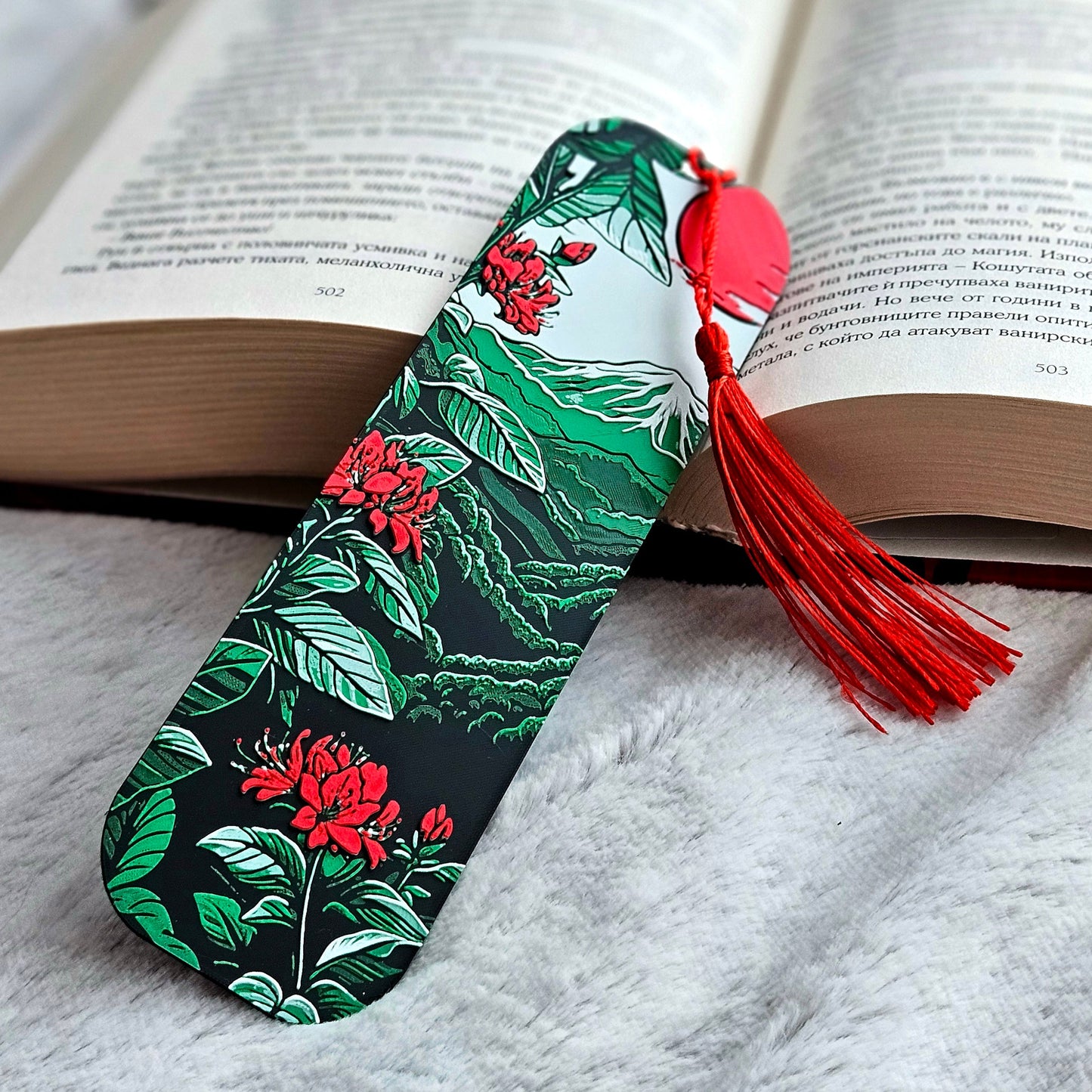 Blossoms of Fuji Bookmark | Japanese Mount Fuji & Cherry Blossom Book Mark | 3D Printed Gift
