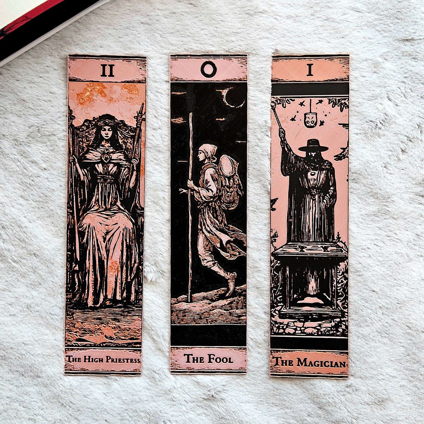 Tarot Bookmarks Set #1 | Gothic Major Arcana Book Marks | The Fool, High Priestess & Magician