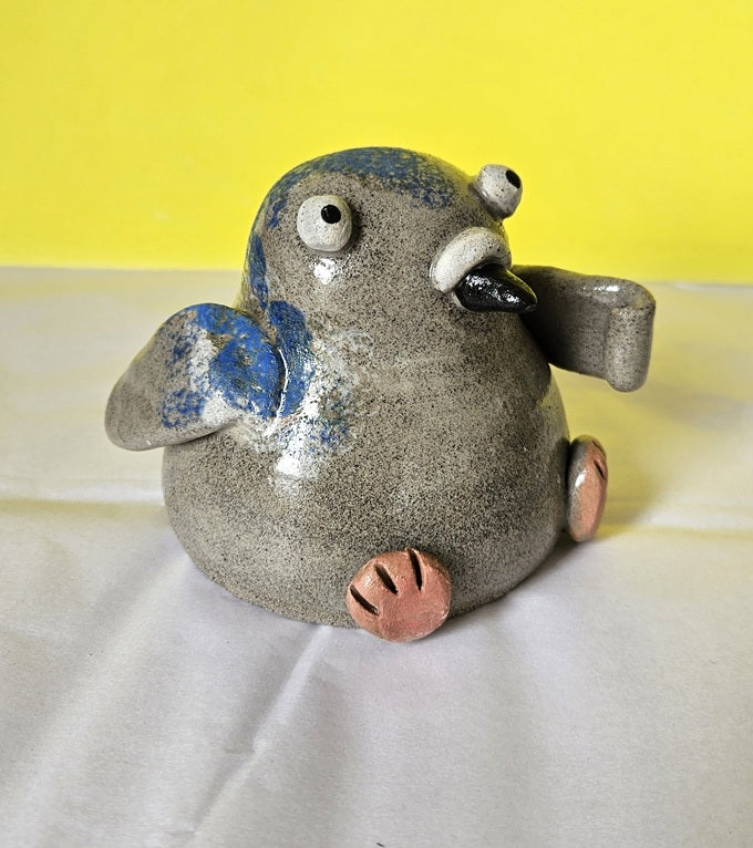 Pigeon with Sign - Handmade Ceramic Friend