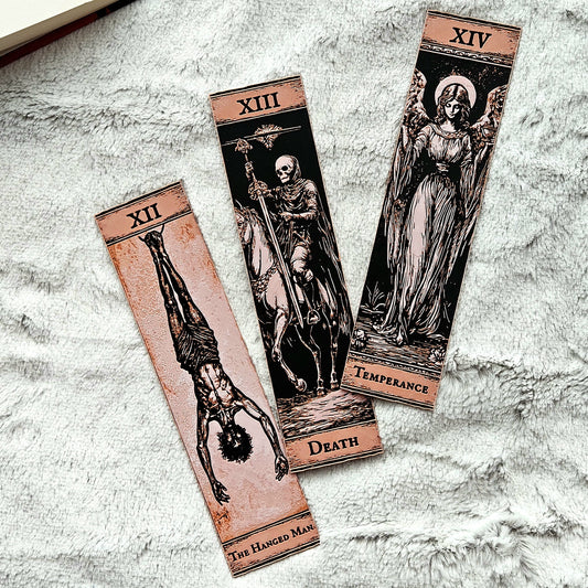 Gothic Tarot Bookmarks Set #5 | Major Arcana | The Hanged Man, Death & Temperance