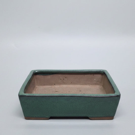 32cm Glazed Bonsai Pot | Rectangle | 32cm x 23cm x 9cm | Dark Green