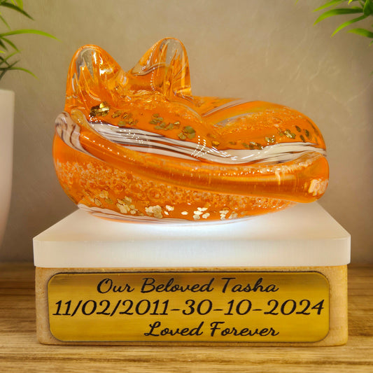 Ashes in glass memorial large cat