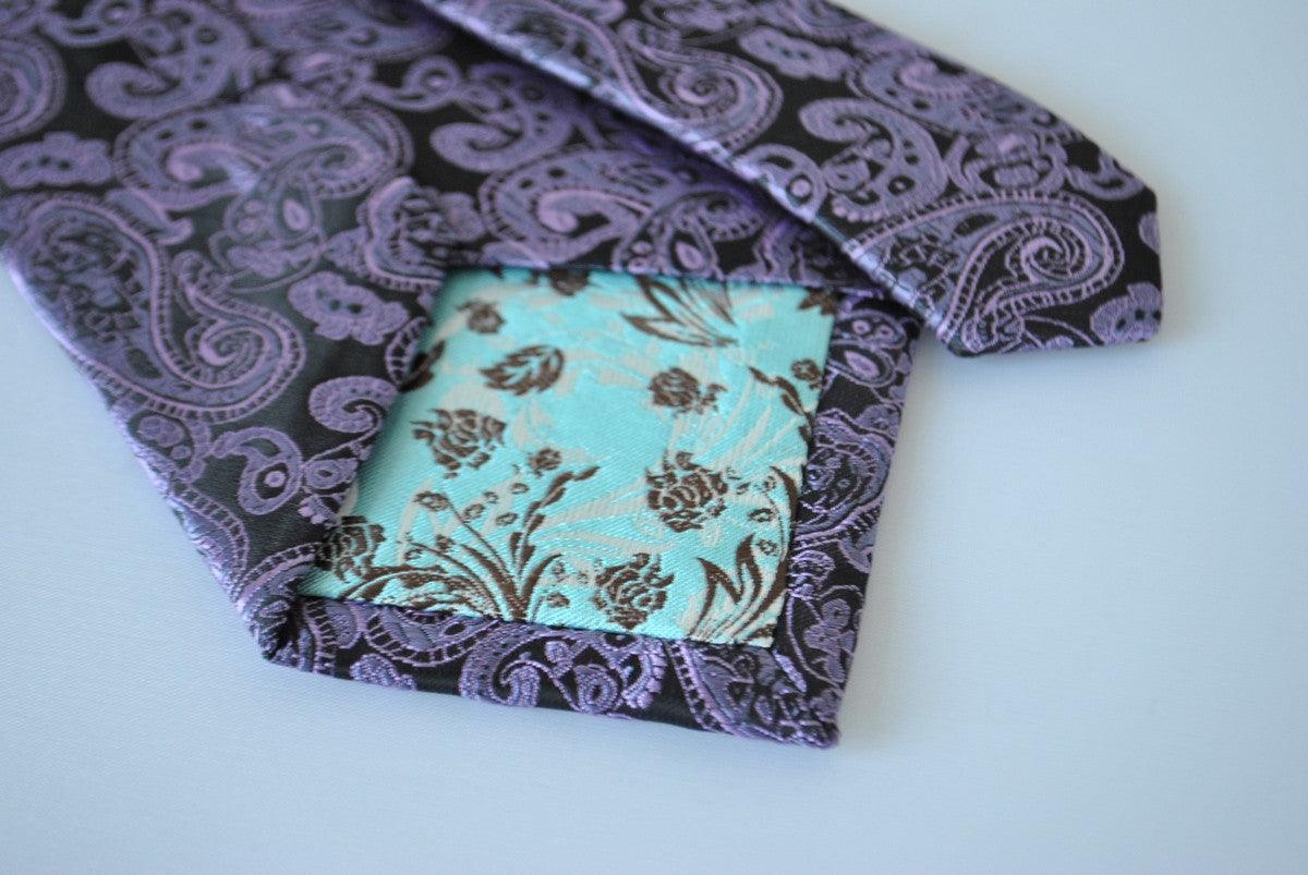 black and purple paisley tie