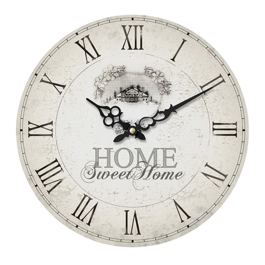 34cm Dia Round Wall Clock | Home Sweet Home