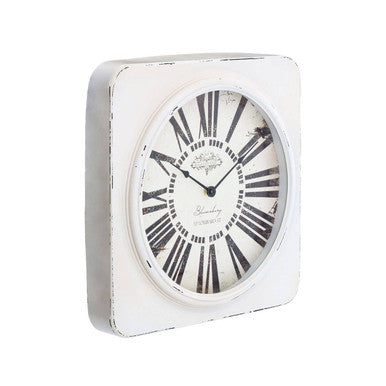 White Antique Finish Wall Clock | Cheston