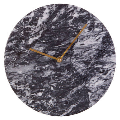 30cm Dia Black Marble Wall Clock | Lamonte