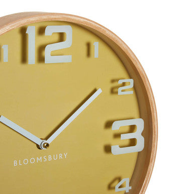 Yellow Wood Large Numbers Wall Clock | Vitus