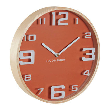 Vitus Orange Wood Large Numbers Wall Clock