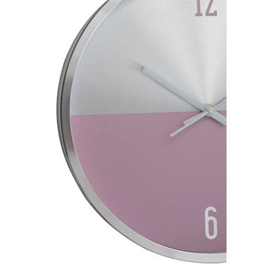 30cm Dia Silver and Pink Finish Wall Clock | Elko