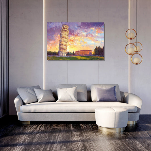 Pisa Sunset Romance Canvas