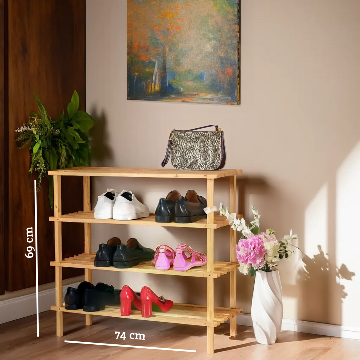 Parker 4 Tier Wooden Shoe Rack