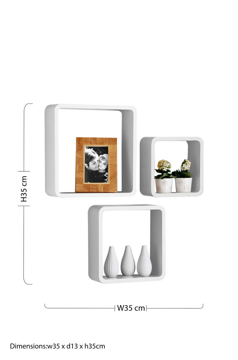 Kayli Set Of Three White Wall Cubes