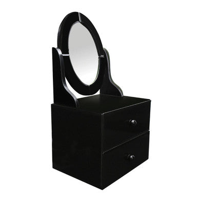 Black Glass Vanity Mirror with Drawers | Gala