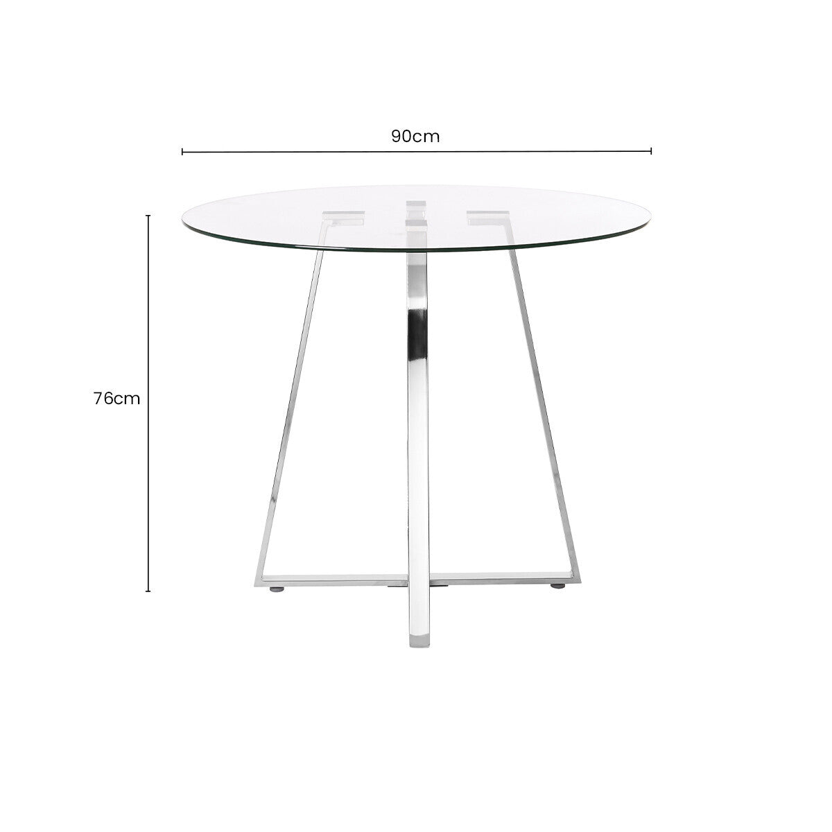 Clear Glass Round Dining Table with Silver Finish Metal Base | Metropolitan