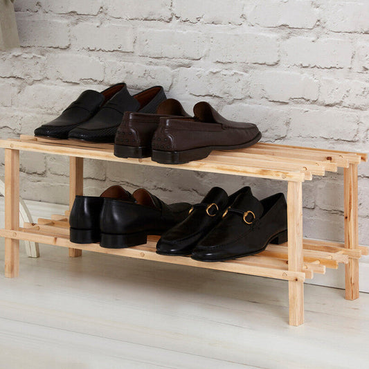 Parker Natural And Cedar Wood 2 Tier Shoe Rack