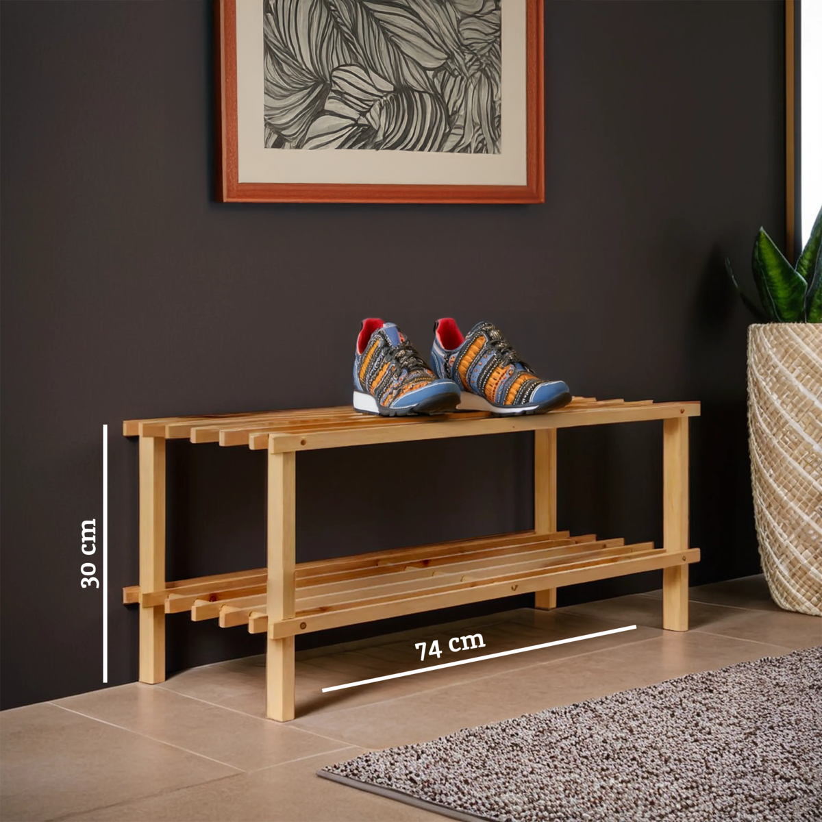 Parker Natural And Cedar Wood 2 Tier Shoe Rack