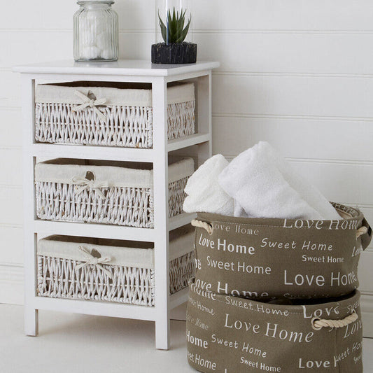 3 Maize Baskets White Storage Unit