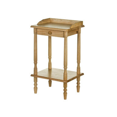 Natural Light Hevea Wood Side Table with Storage Drawer and Open Shelf, Heva