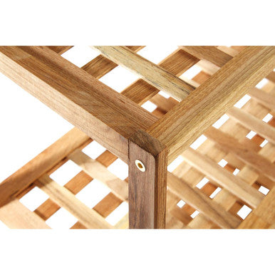 Arla 3 Tier Walnut Wood Grid Design Shoe Rack