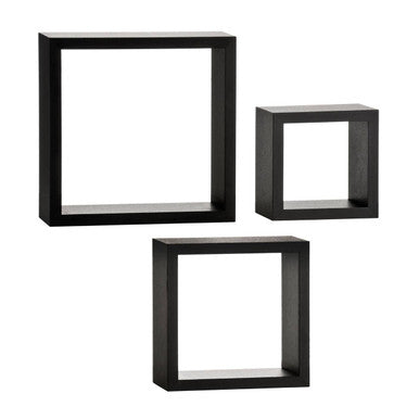 Kayli Set Of Three Black Wall Cubes