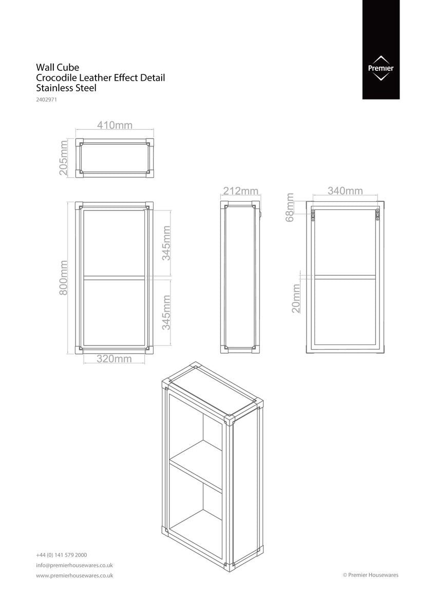 Carla Crocodile Leather Effect Wall Cube