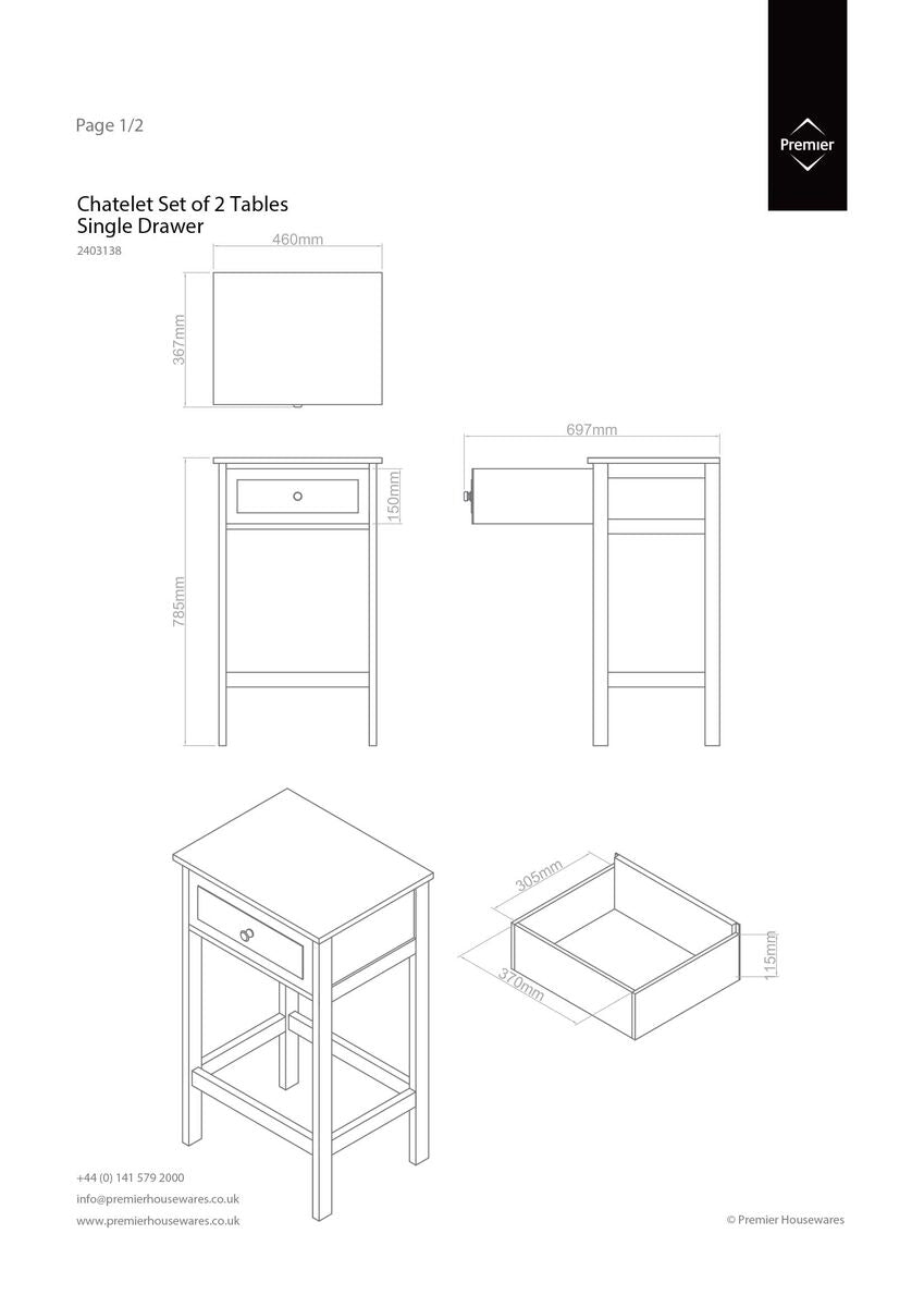 Chatelet Set Of Two Blue And Grey Tables