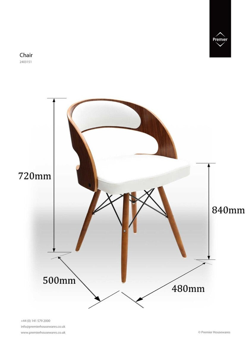 White Leather Effect Chair with Curved Back | Parkar